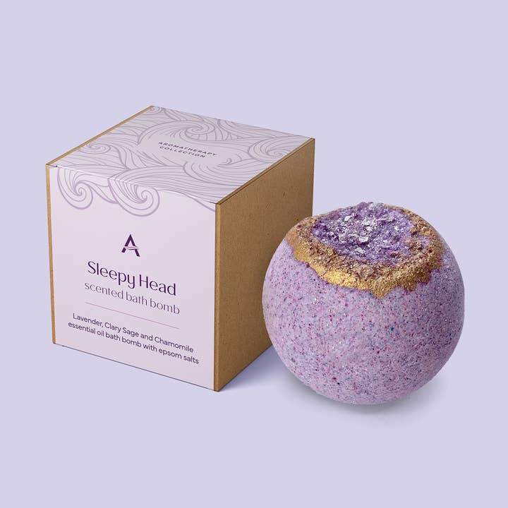 Sleepy Head Lavender and Chamomile Essential Oil Bath Bomb
