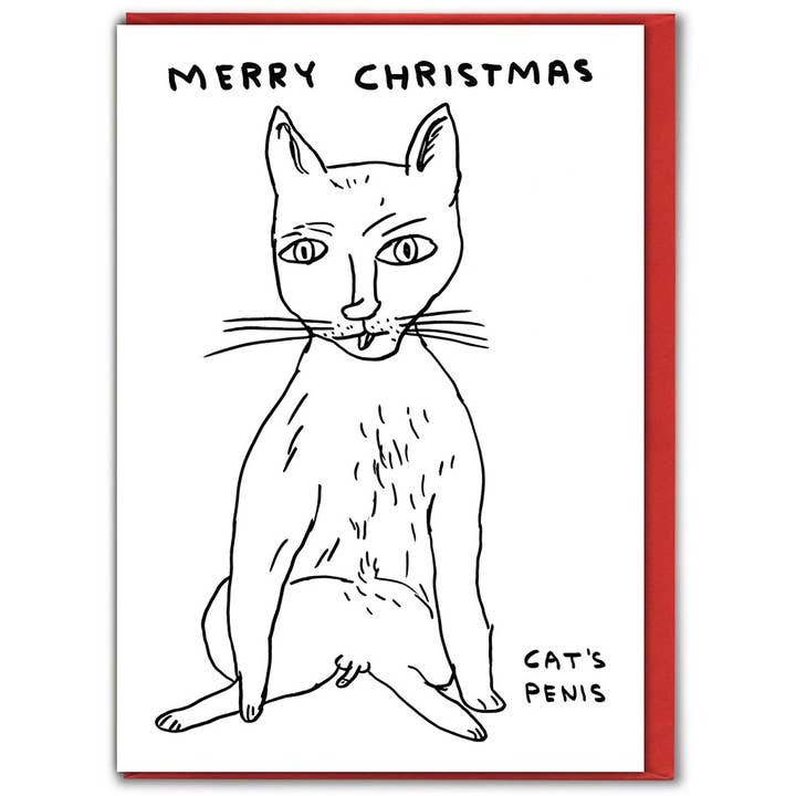 Cat's Penis Christmas Card By David Shrigley
